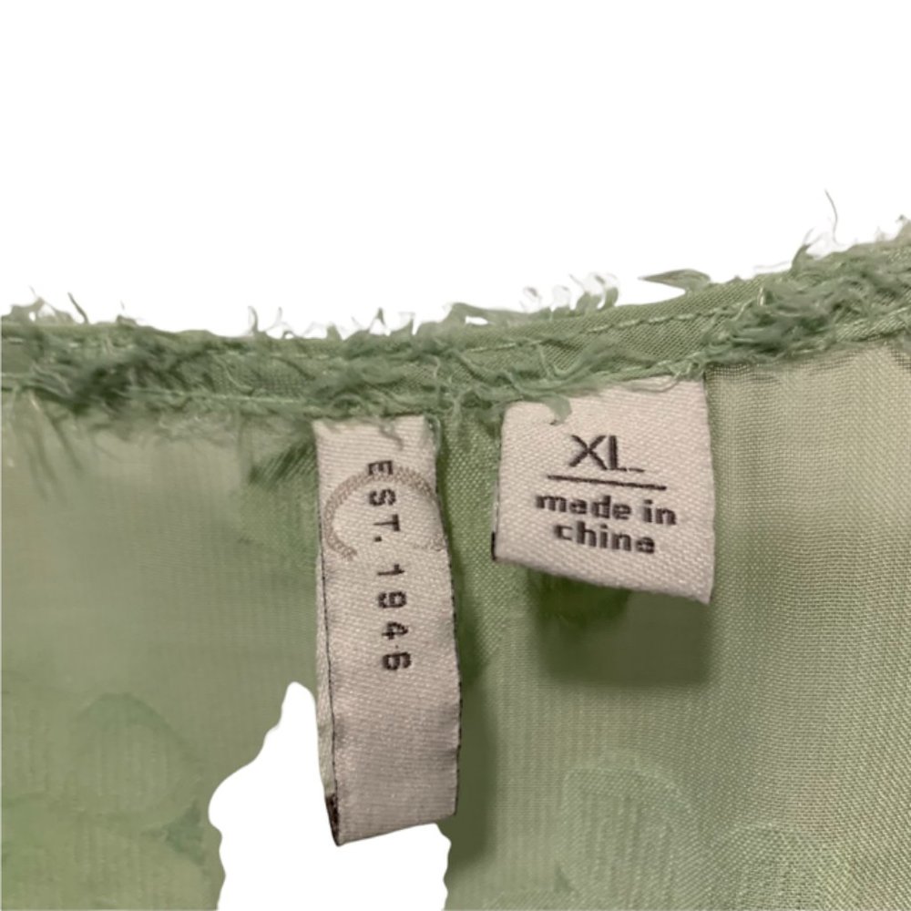 Flouncy Breezy Sheer Green Pokadot Blouse XL - Picture 6 of 6